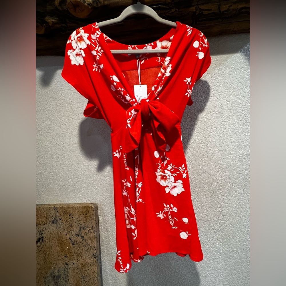 Red floral dress